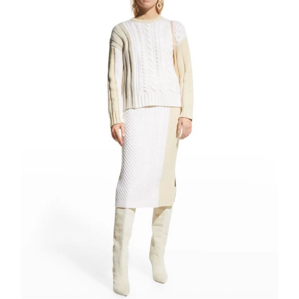 NWT Derek Lam 10 Crosby Rory Mixed Cable Knit Sweater